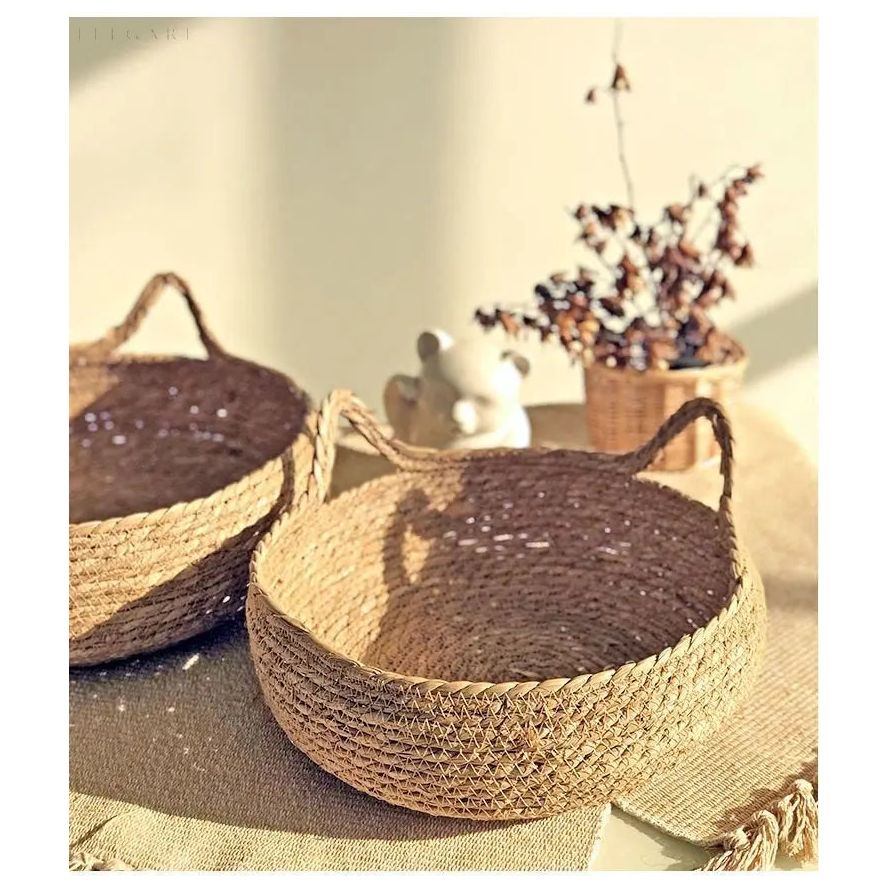 Handwoven Cat Basket Bed with Plush Cushion Comfortable Cozy Cat Sleeping Nest