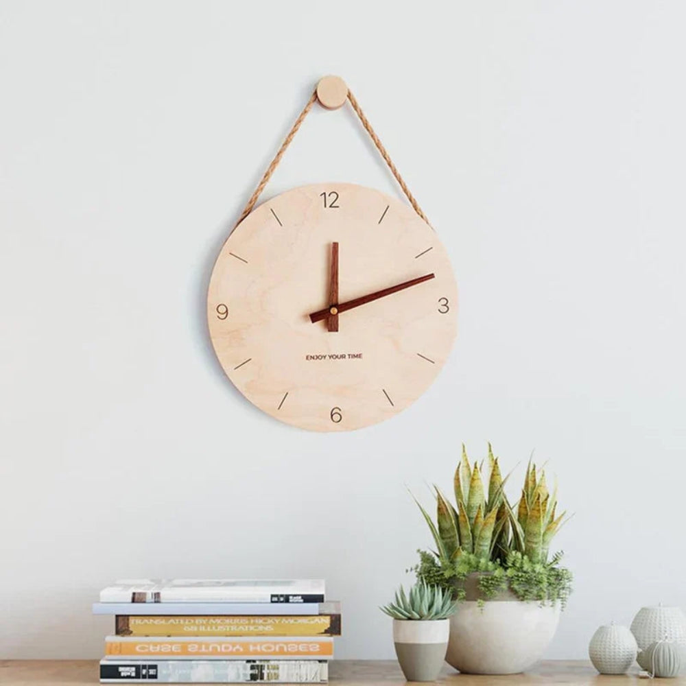 Hanging Rope Wall Clock Silent Quartz Minimalist Scandinavian Design