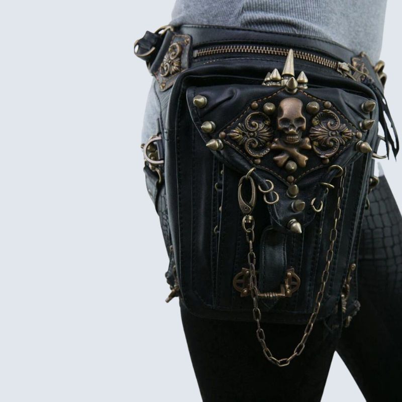 Harness Style Crossbody Bag Adjustable Straps Multi Zip Pocket Statement Purse