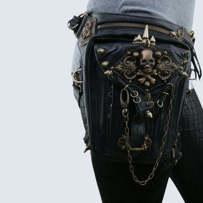 Harness Style Crossbody Bag Adjustable Straps Multi Zip Pocket Statement Purse