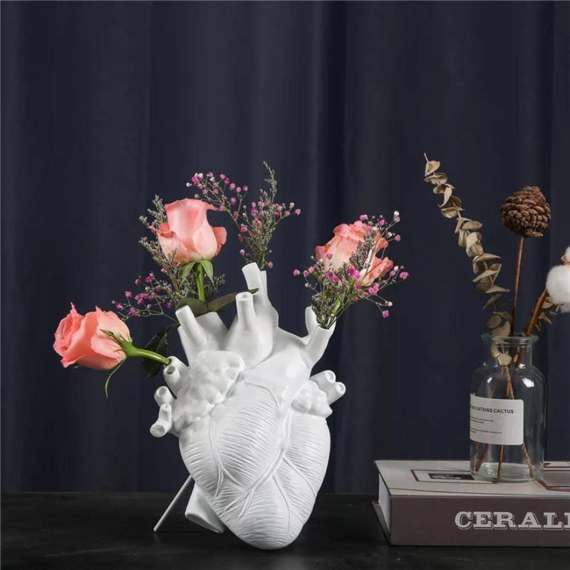 Heart Shaped Decorative Vase Sculptural Modern Home Accent