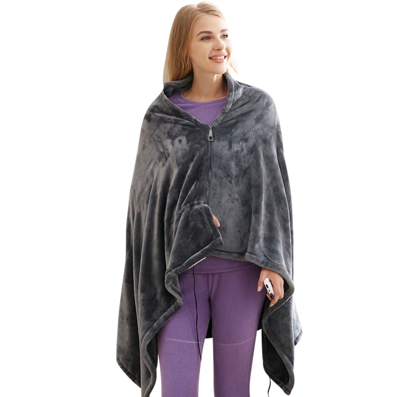 Heated Blanket Electric Shawl USB Powered Plush Fleece Three Heat Settings
