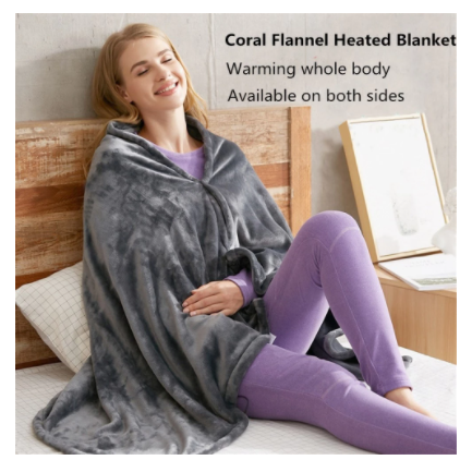 Heated Blanket Electric Shawl USB Powered Plush Fleece Three Heat Settings