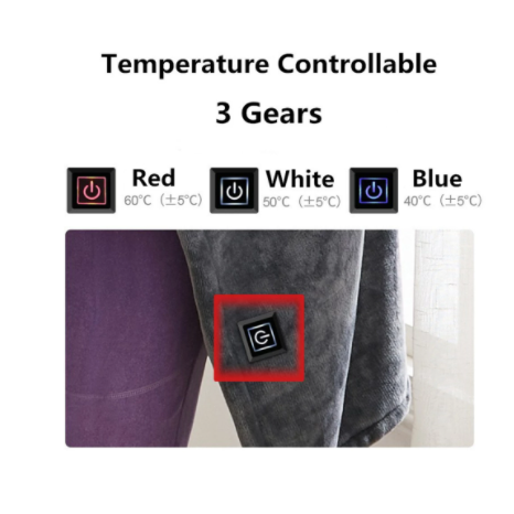 Heated Blanket Electric Shawl USB Powered Plush Fleece Three Heat Settings
