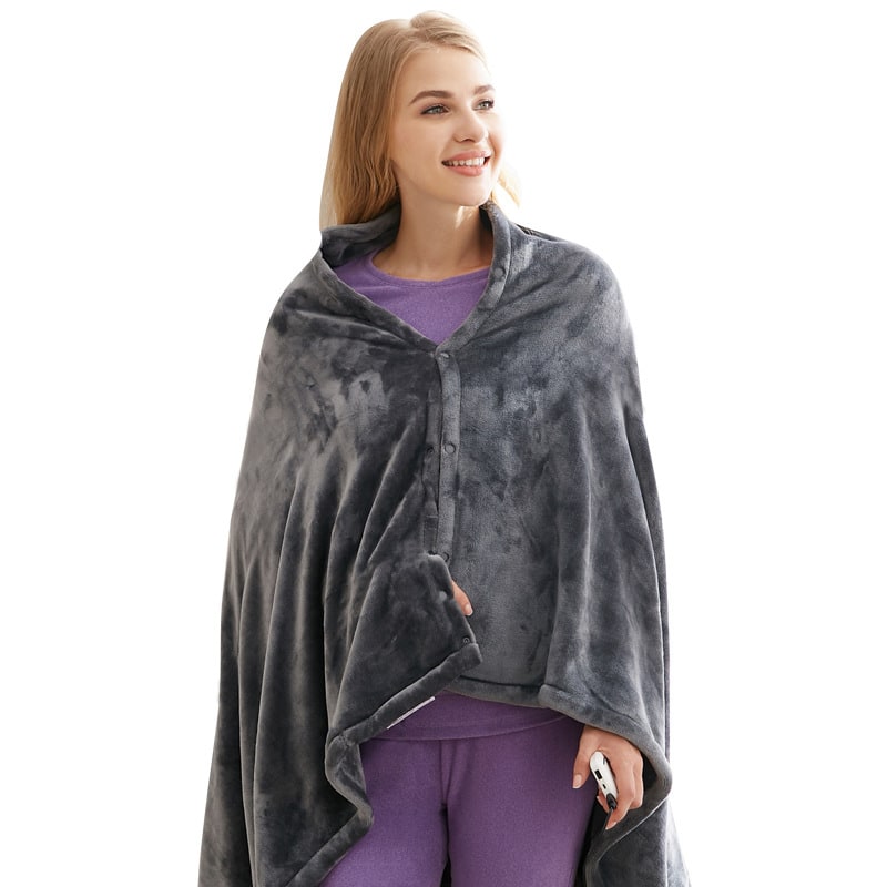 Heated Blanket Electric Shawl USB Powered Plush Fleece Three Heat Settings