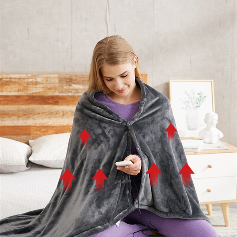 Heated Blanket Electric Shawl USB Powered Plush Fleece Three Heat Settings