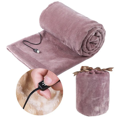 Coperta riscaldante alimentata tramite USB, morbida in pile, coperta elettrica, tre livelli di calore e custodia
