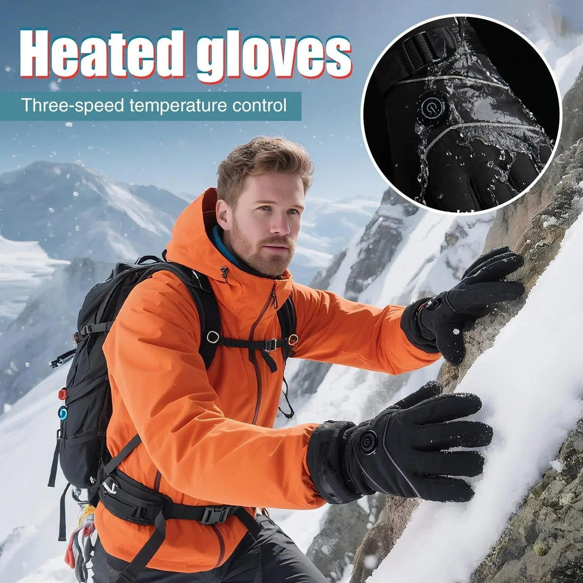 Heated Gloves Rechargeable Battery Touchscreen Fingertips Heat Levels Fleece Lined Winter