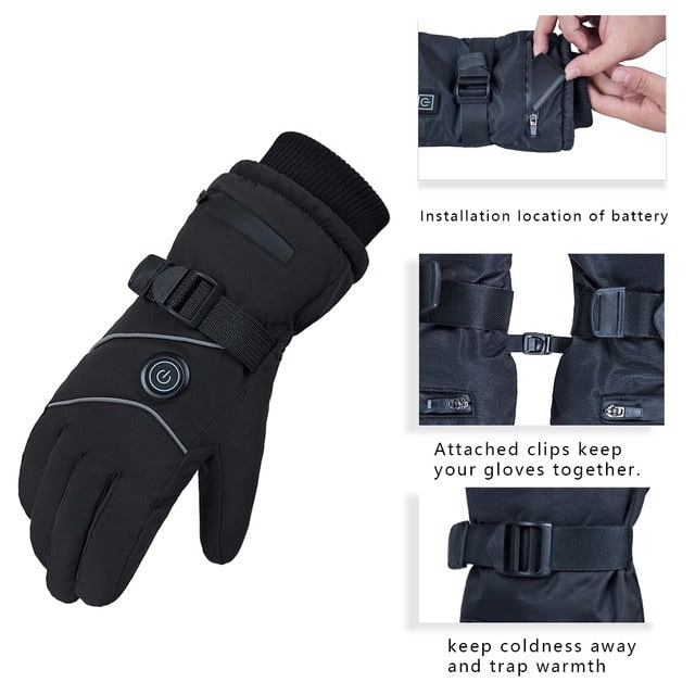 Heated Gloves Rechargeable Battery Touchscreen Fingertips Heat Levels Fleece Lined Winter