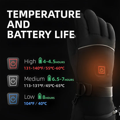 Heated Gloves Rechargeable Battery Waterproof Touchscreen Fingertips Heat Winter Outdoor