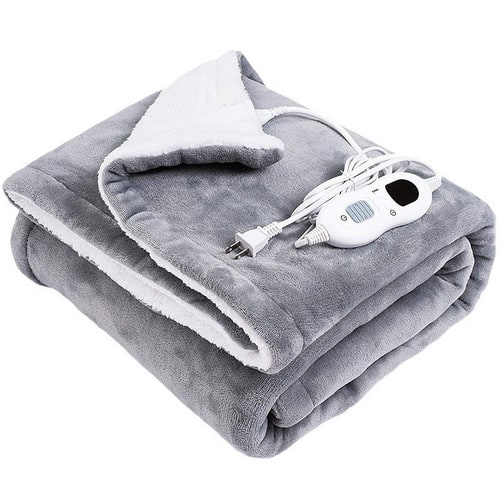 Plaid riscaldato con fodera in pile sherpa e timer di spegnimento automatico