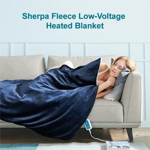 Plaid riscaldato con fodera in pile sherpa e timer di spegnimento automatico
