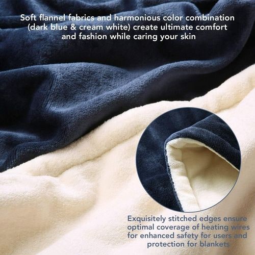 Plaid riscaldato con fodera in pile sherpa e timer di spegnimento automatico