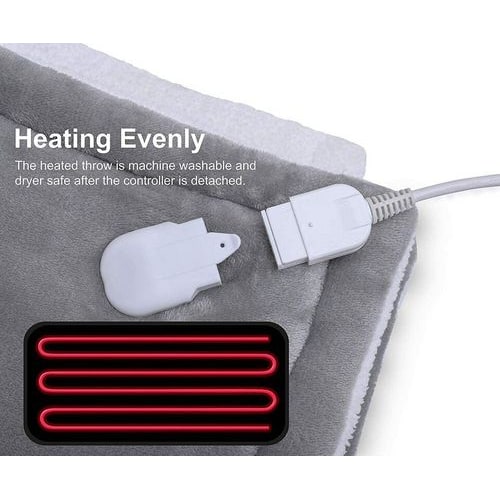 Plaid riscaldato con fodera in pile sherpa e timer di spegnimento automatico