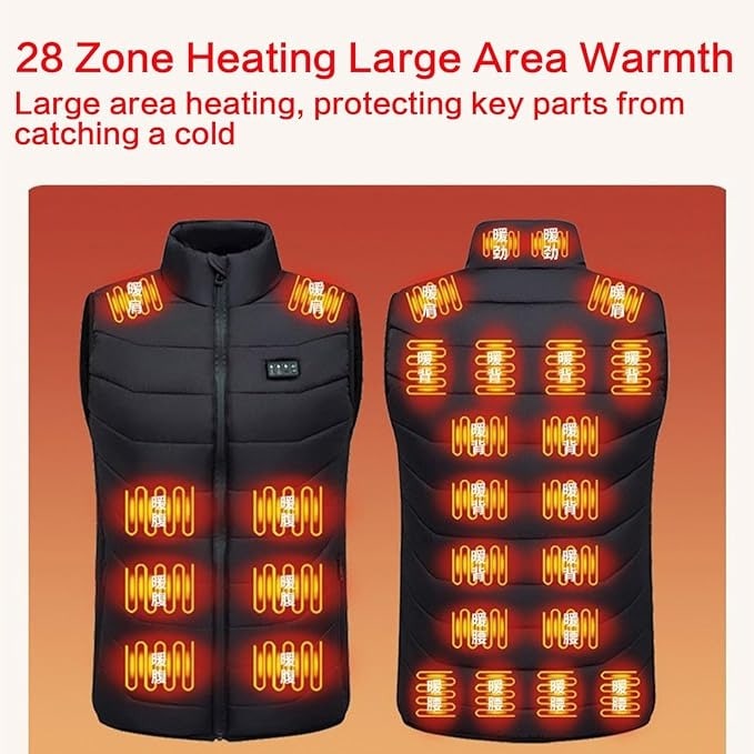 Gilet riscaldato USB ricaricabile trapuntato, con più zone riscaldanti, collo rialzato e design leggero