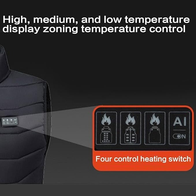 Gilet riscaldato USB ricaricabile trapuntato, con più zone riscaldanti, collo rialzato e design leggero