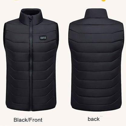 Gilet riscaldato USB ricaricabile trapuntato, con più zone riscaldanti, collo rialzato e design leggero