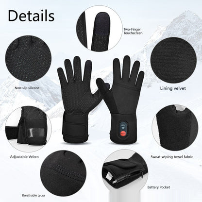 Heated Winter Gloves Rechargeable Battery Touchscreen Fingertips Adjustable Heat Grip