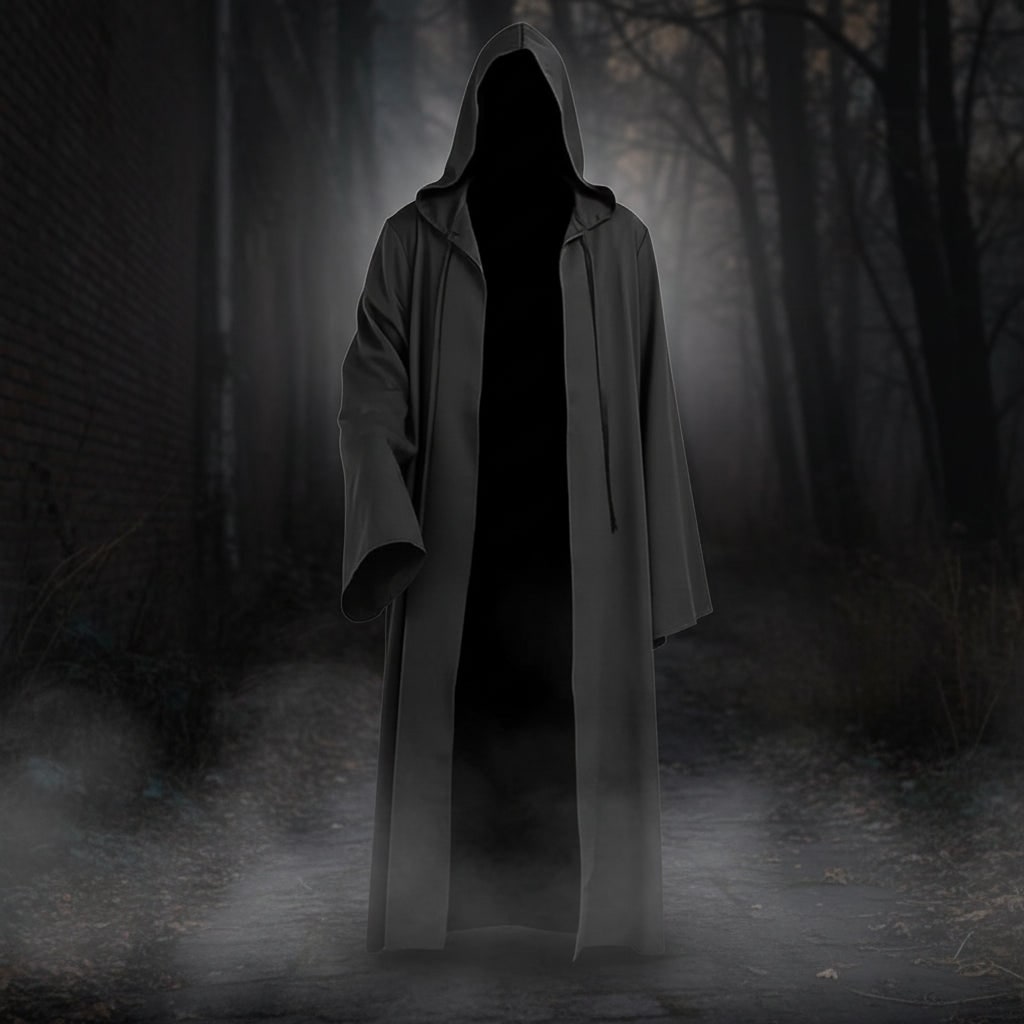 Hættekappe, Halloween-kostume, uhyggeligt troldmands- og vampyroutfit til fantasy