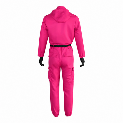 Hooded Jumpsuit Halloween Costume Full Face Mask Outfit Set Kids Adults