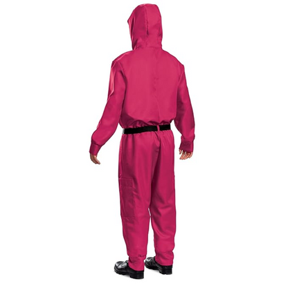 Hooded Jumpsuit Halloween Costume Full Face Mask Outfit Set Kids Adults