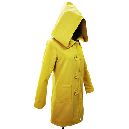 Hooded Raincoat Cosplay Jacket Costume With Zipper Pockets