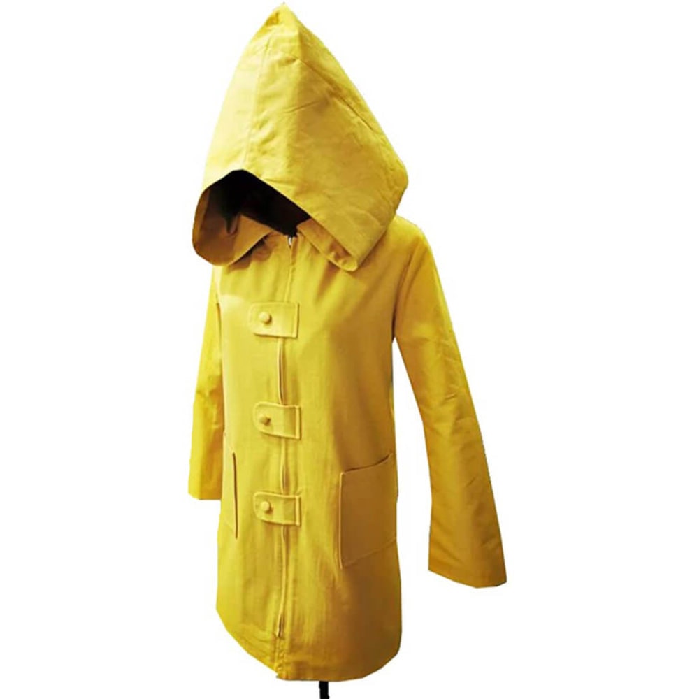 Hooded Raincoat Cosplay Jacket Costume With Zipper Pockets