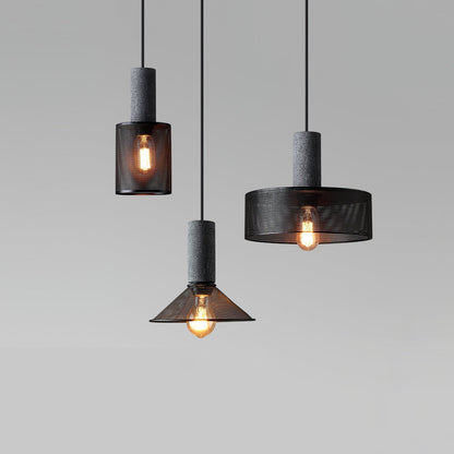 Industrial Cylindrical Pendant Light Concrete Metal E26 E27 Ceiling Fixture