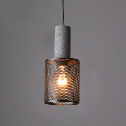 Industrial Cylindrical Pendant Light Concrete Metal E26 E27 Ceiling Fixture