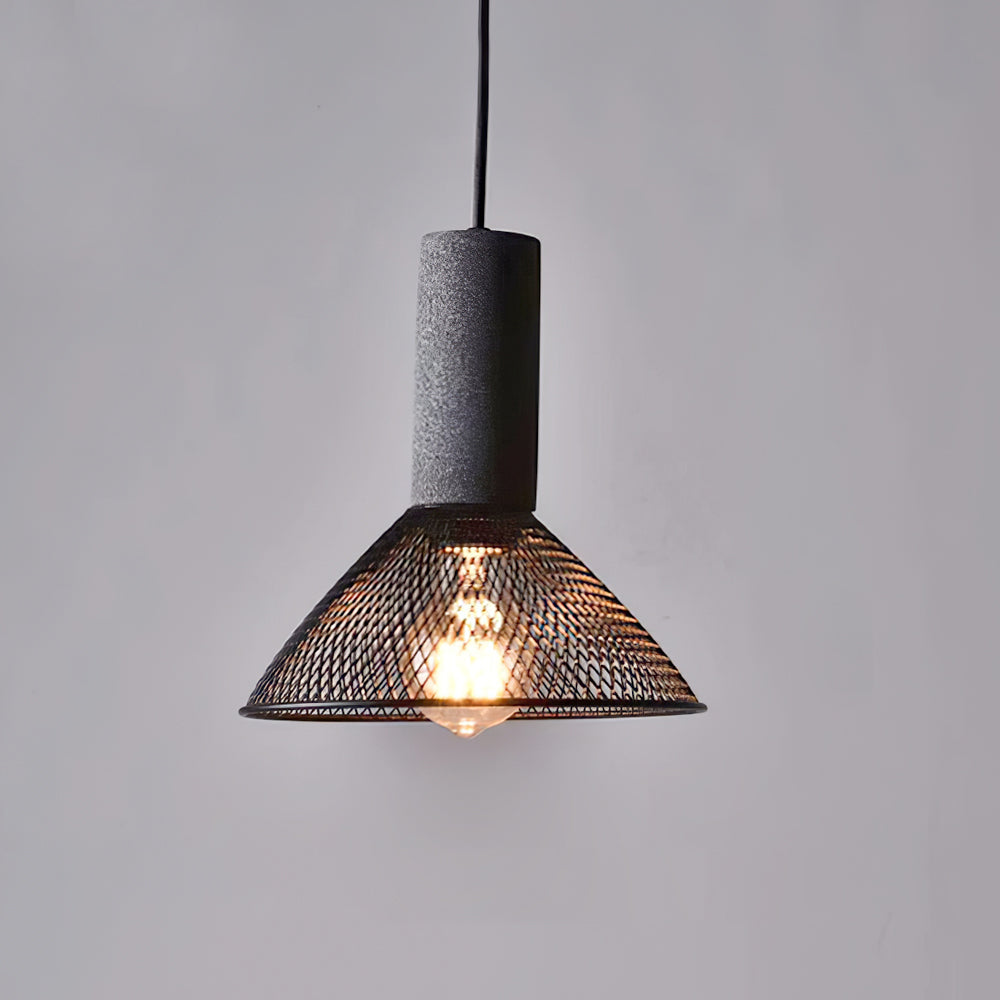 Industrial Cylindrical Pendant Light Concrete Metal E26 E27 Ceiling Fixture