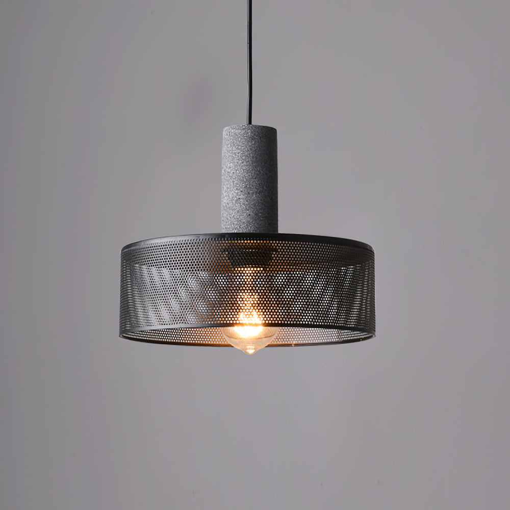 Industrial Cylindrical Pendant Light Concrete Metal E26 E27 Ceiling Fixture