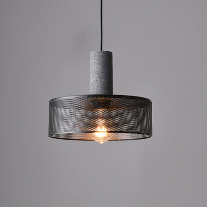 Industrial Cylindrical Pendant Light Concrete Metal E26 E27 Ceiling Fixture