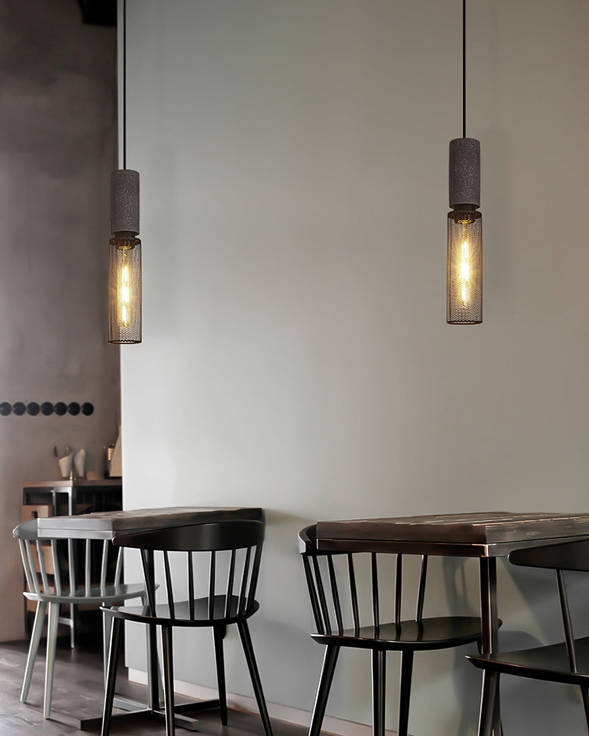 Industrial Cylindrical Pendant Light Concrete Metal E26 E27 Ceiling Fixture