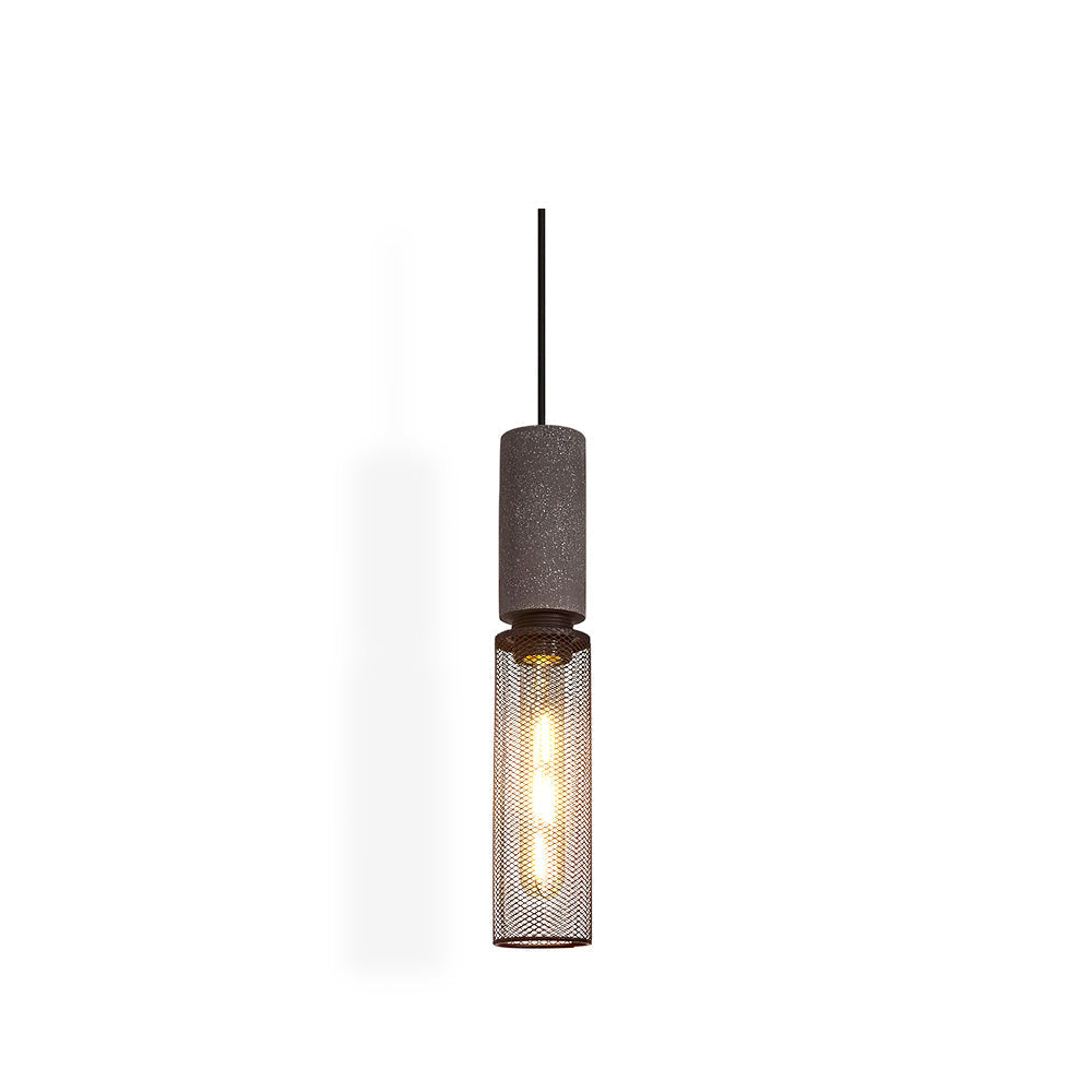 Industrial Cylindrical Pendant Light Concrete Metal E26 E27 Ceiling Fixture