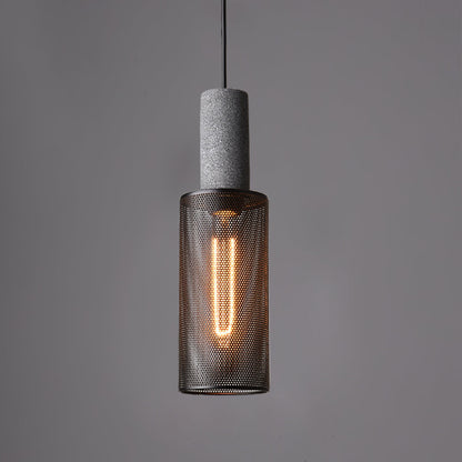 Industrial Cylindrical Pendant Light Concrete Metal E26 E27 Ceiling Fixture
