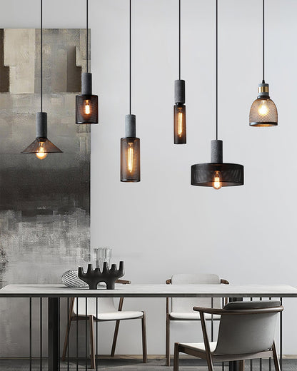 Industrial Cylindrical Pendant Light Concrete Metal E26 E27 Ceiling Fixture