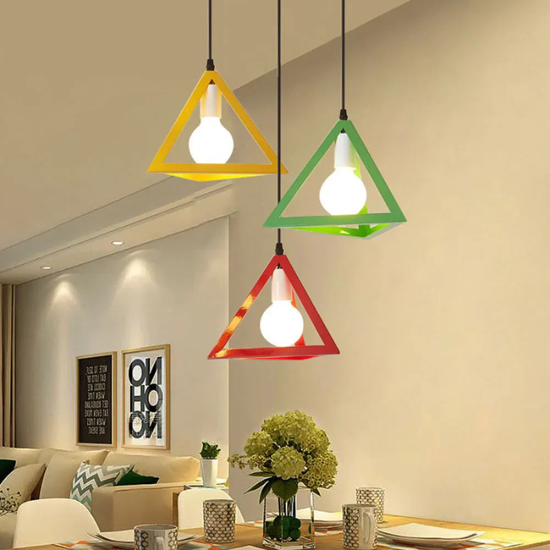 Industrial Triangle Pendant Light Minimalist Hanging Ceiling Lamp