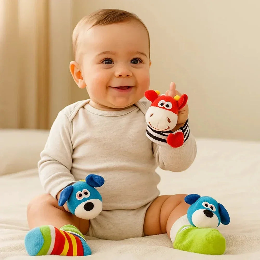 Infant Rattle Wristbands and Socks Sensory Toy Set