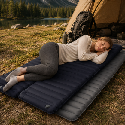 Inflatable Camping Sleeping Pad with Built-In Pump
