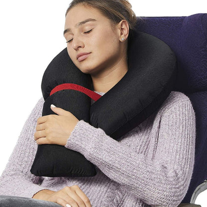 Inflatable Ergonomic Travel Neck Pillow Adjustable Air Neck Support Pillow for Airplane Car Travel