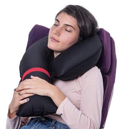 Inflatable Ergonomic Travel Neck Pillow Adjustable Air Neck Support Pillow for Airplane Car Travel