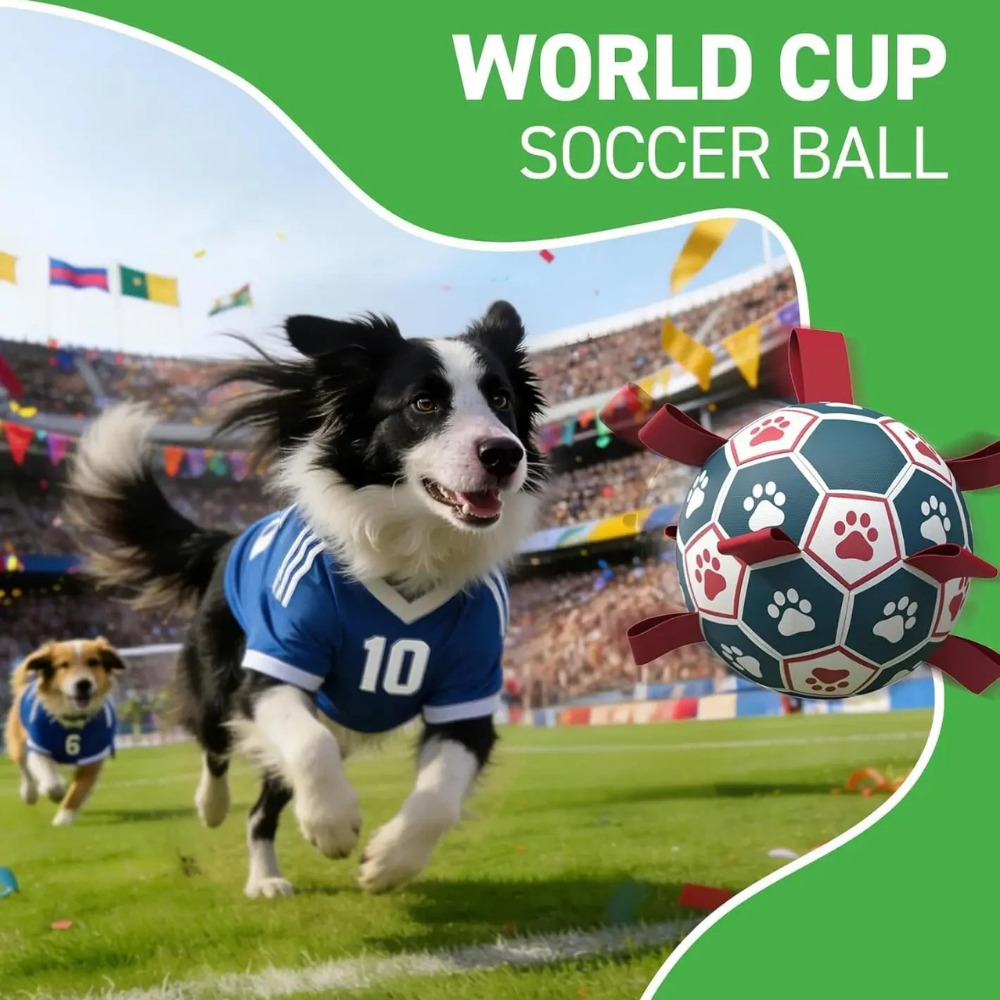 Interactive Dog Soccer Ball with Rope Handles for Fetch and Tug