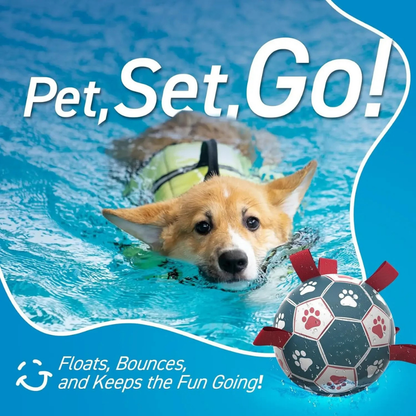 Interactive Dog Soccer Ball with Rope Handles for Fetch and Tug