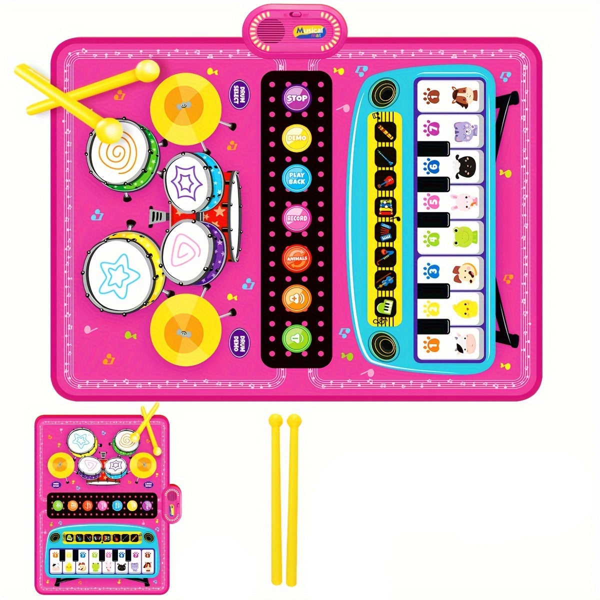 Interactive Kids Musical Play Mat Piano Drum Music Floor Toy for Toddlers