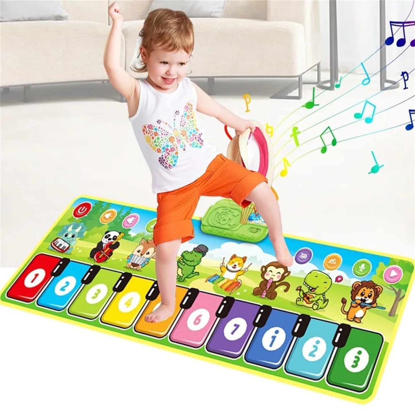 Interactive Kids Piano Floor Mat Musical Play Mat Educational Dance Keyboard Toy