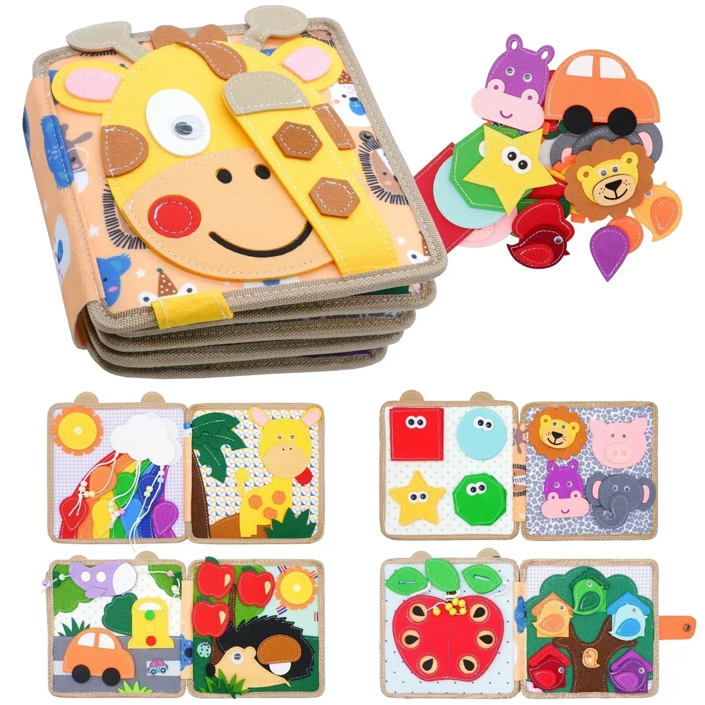 Interactive Montessori Busy Book for Kids 3D Learning Activity Book Animals Numbers Colors