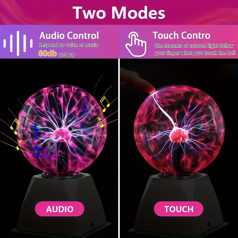 Interactive Plasma Ball LED Lamp USB Touch & Sound Reactive Decorative Light