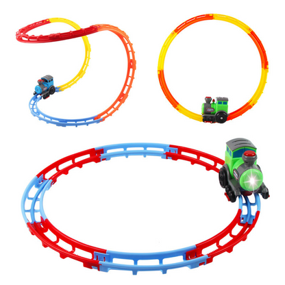 Interactive Toy Train Set with Lights Sounds and Flexible Track Building System