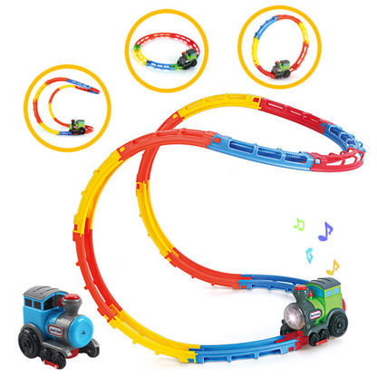 Interactive Toy Train Set with Lights Sounds and Flexible Track Building System