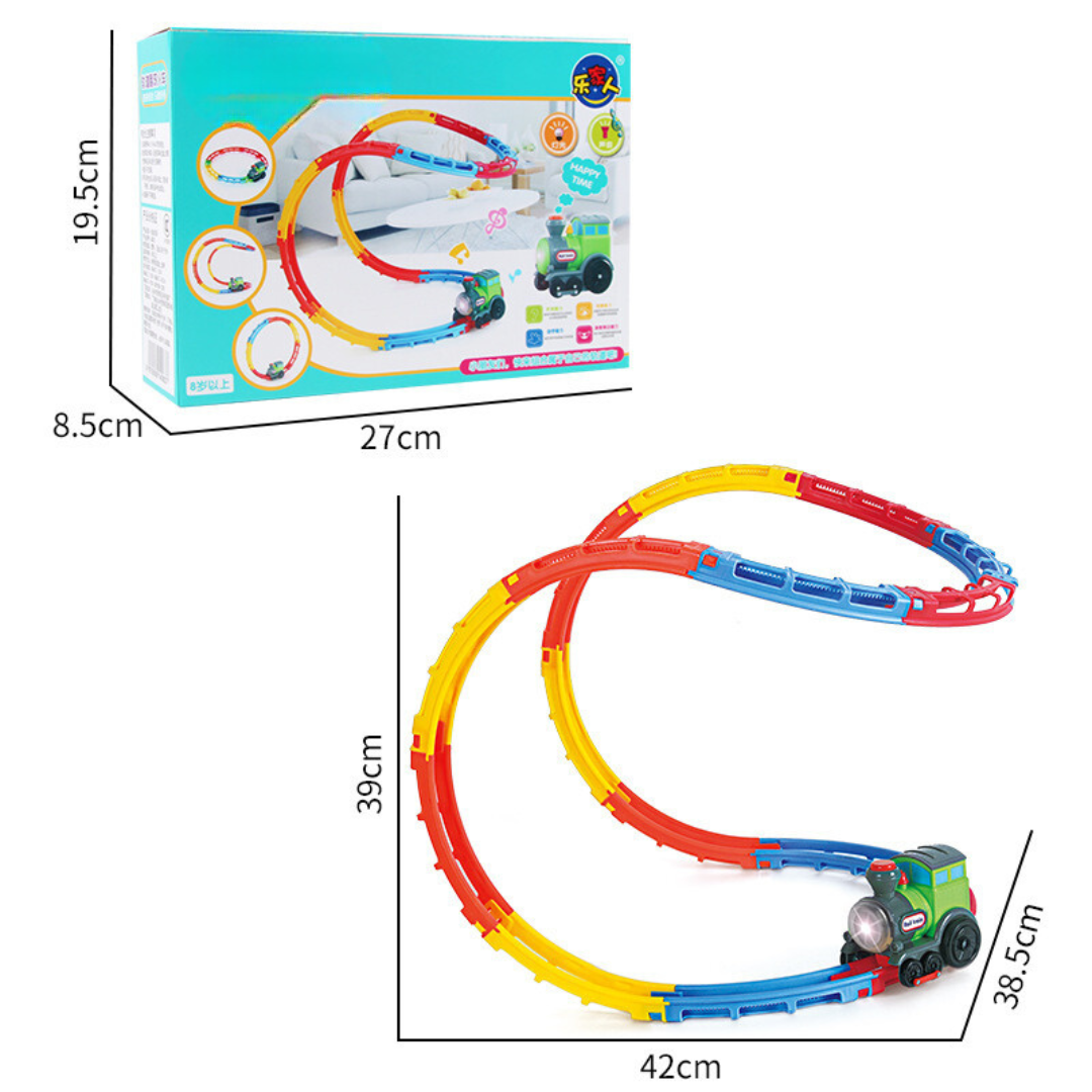 Interactive Toy Train Set with Lights Sounds and Flexible Track Building System
